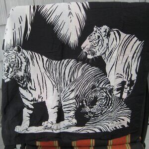 Vintage Gant Gaither Black White Abstract Tiger Scarf